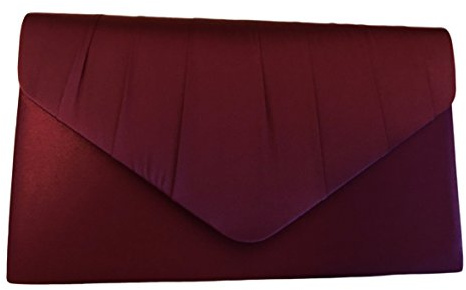 Purple Possum UK Burgunderrote Satin-Umschlag-Clutch, Weinrot, Abendtasche, Weinfarben, Schultertasche, Abschlussball, Hochzeit