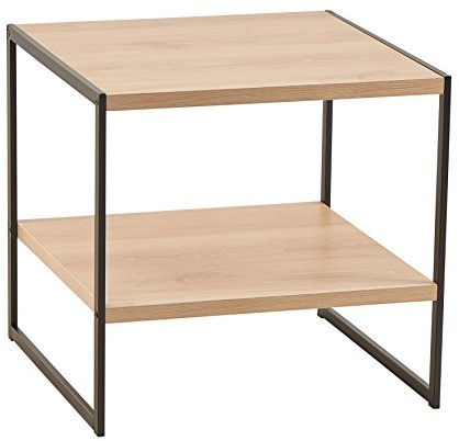 ClosetMaid 2- Tier Square Wood Side Table with Storage Shelf, Nightstand or Bedside, Small, 19.52 W, Natural Wood