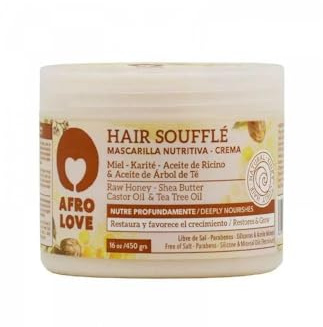Afro Love Hair Souflé Djupkonditionerande Behandling Med rå Honung, Sheasmör, Ricinolja & Teatree-olja 450g