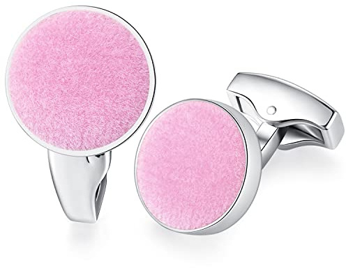HONEY BEAR Bomullstyg Valvet manschettknappar för herrskjorta, för affärs bröllopspresent e rostfritt stål, colore: Rosa, cod. CF1871