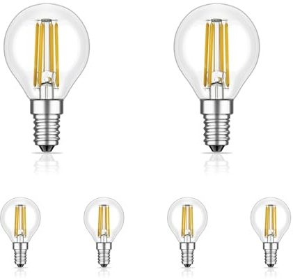 ledscom.de 6x E14 LED Leuchtmittel, G45, warmweiß (2700 K), 4,5 W, 542lm, 3-Stufen-Dimmer