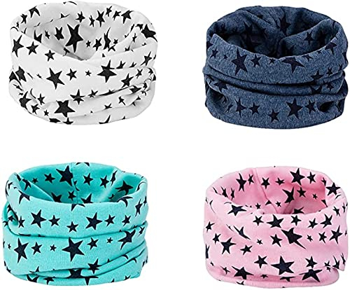 Richaa 4 Stücke Kinder Schal Baumwolle O Ring Neck Warmer Loop Halstuch Schals für Baby Jungen Mädchen