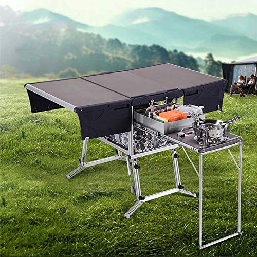 MNSSRN Outdoor Portable Mobile Küche, Aluminiumlegierung Outdoor-Küche, Auto Camping Faltende Outdoor Dining Outdoor-Kabinett Rucksack Camping Angeln Picknick Faltschachtel