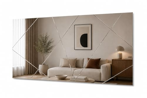 moebel17 Wandspiegel groß Ganzkörperspiegel120 x 60 cm – moderner Spiegel groß rechteckig mit Facettenschliff, Rahmenlos Wandspiegel für Flur, Garderobe & Schlafzimmer, horizontal