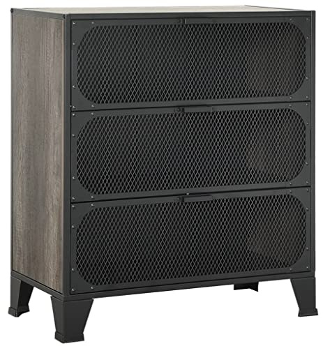 vidaXL Aufbewahrungsschrank Sideboard Kommode Schrank Anrichte Beistellschrank Mehrzweckschrank Standschrank Grau 72x36x82cm Metall MDF