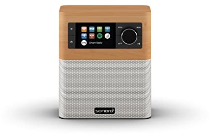 sonoro Stream Internetradio med Bluetooth & DAB Plus (FM/FM, WLAN, MP3, Spotify, Amazon, Deezer, stänksäker) design köksradio lönn/vit