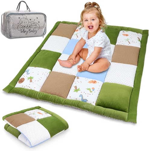 Krabbeldecke Spielmatte Krabbelmatte für Baby Kinder - Babies Patchworkdecke Bodenmatte Spieldecke Play Mat für Kinderzimmer und Laufgitter Oeko-Tex 100x100 cm