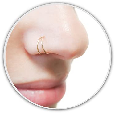 Doppelter Nasenring für Einzelpiercing - Nasenring Hoop - Doppelter Nasenring Hoop 0,6mm 22g