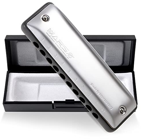 KONGSHENG Mars Mundharmonika, 10 Löcher, Blues Harp, diatonische Mundharmonika, Oragn Tonart G mit grauem Kunststoffkamm, für Anfänger, Erwachsene und Profis
