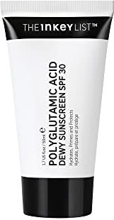 The INKEY List, crema solare a base di acido poliglutammico Dewy, SPF 30, 50 ml, preparante e protettiva, non grassa, adatta ai vegani, adatta a tutti i tipi di pelle