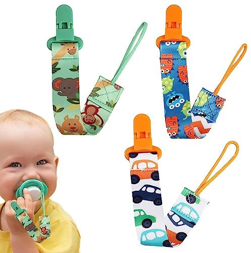 Tioheam Clip Porta Chupete | Cadena Chupete - Juguete Buen Efecto Fijo, mordedor Tacto para bebés, niñas, niños, niños pequeños