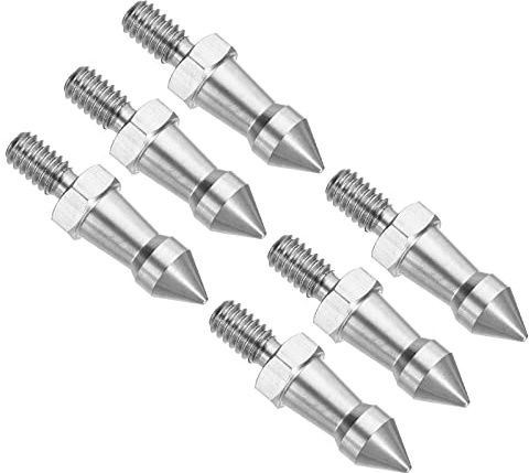 PATIKIL 6 Pack 1/4 Gewinde Stativ Stachel Stachel Montage Adapter Silber | Kamera Stativ Boden Stachel Schraube, Edelstahl, Für Einbeinstativ Stil 2