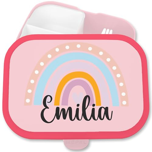 Brotdose Kinder Campus für Mepal - Lunchbox Regenbogen Brotbox Rainbow I Jungen Geschenk Mädchen Schule - 750 ml - Rosa - schulkinder geschenke brotdosen kindergarten personalisierte name snackbox