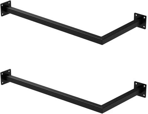 ML-Design Set di 2 Appendiabiti Porta Asciugamani a L Attacco a Parete 60x30 cm Acciaio Nero da Bagno Cucina Soggiorno Balcone Camera da Letto Porta Salviette da Muro Salvaspazio Peso Supportato 50 kg