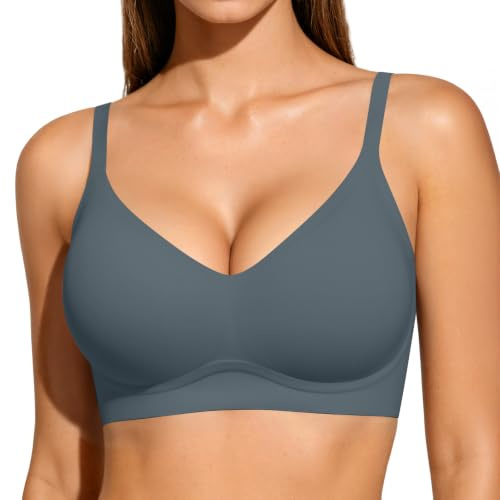 Vertvie Nahtloser BH Damen Bügel Tshirt Bra | Bequemer BH Push Up Soft BH V Ausschnitt Weicher Bustier Ultrakomfortable BH Gepolstert Bralette Seamless Bra