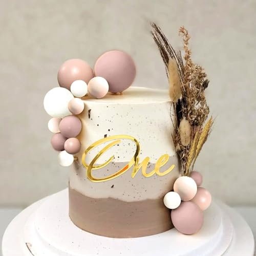 JeVenis Boho Gold One Cake Topper First Cake Topper Neutral First Birthday Cake Decorations for Boho Wedding Bridal Baby Shower Birthday Party Supplies