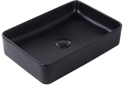 Aufsatzwaschbecken Keramik schwarz rechteckig 51x34cm ohne Überlauf Chivana