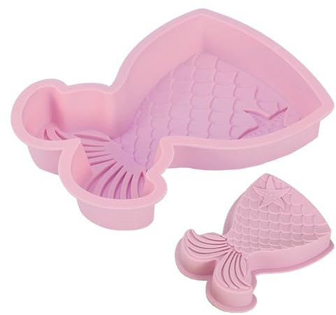 Semazz Moule à Gâteau Sirène,Rose Grand Mould Silicone Pate a Sucre Moule Gateau 3D Moules Forme Queue Sirène Grand Fondant Moule pour Filles Enfants DIY Décoration Gâteaux Cupcake Bonbons Chocolats