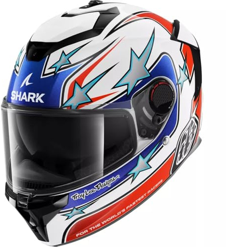 SHARK, Integral Motorcycle Helmet SPARTAN GT PRO FLAGSTAFF x TROY LEE DESIGNS White Red Blue M