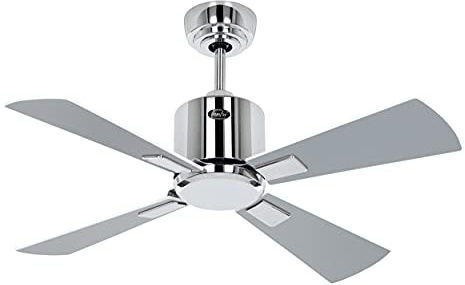 CasaFan Deckenventilator 948031W ECO Neo III, 92 cm, mit WLAN-Motor, gebürstetes Chrom, wendbare Flügel, Hellgrau und Weiß
