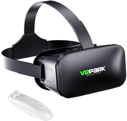VR Brille für Handy, Virtual Reality 3D Headset, 3D VR Glasses Augenschutz Brille PC Unterhaltung Anti-Blaulicht mit Fernbedienung, kompatibel 4,5-6,7 Zoll für iPhone Samsung Android