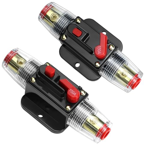 QWORK® 2 Stücke 12 V–24 V DC 150A Sicherungshalter Manuelle Rückstellung, Leistungsschalter mit manueller Rückstellung, für Kfz-Schutz-Stereoschalter zurücksetzen