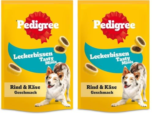 Pedigree Hundesnacks Leckerbissen Mini–Happen, 12er Pack, 6x140g – Hundekekse mit Rind– und Käsegeschmack, ideal für das Training oder für zwischendurch