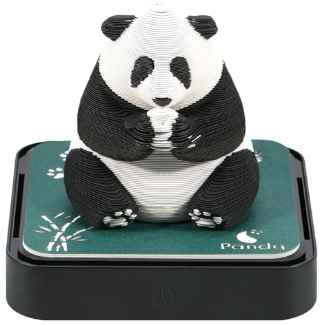 Calendrier 3D à déchirer 2026 365 jours Calendrier de bureau avec lumières Socle Utilisez des sculptures en papier d'art Time Piece Calendar pour créatifs Cadeaux de Noël (Panda)