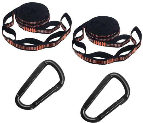 Bangbobi Hamaca de fijación - 2 Pack de 2m de Cuerda para Hamaca, 2 mosquetones de Alta Resistencia, suspensión Hamaca, Hamaca árbol de fijación