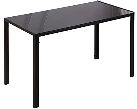HOMCOM Mesa de Comedor de Cristal para 4-6 Personas 120x60x75 cm Negro