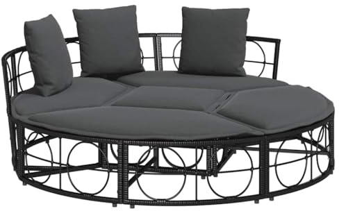 vidaXL Loungesäng utomhus utan sufflett svart PE-rotting, trädgård lounge säng, solstol, dagbädd, 160 x 50 cm