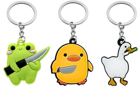 Llavero De Animales De Dibujos Animados De PVC De 3 Uds, Llavero De Animal con Cuchillo, Llavero Cole Divertido, Accesorios Bonitos para Bolsos, Accesorios para Llaveros para Niños