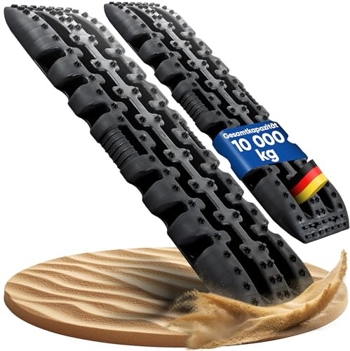 NTG Sandblech Set (2 Stück) – Robuste Sandboards für Offroad & Anfahrhilfe – 10 Tonnen Tragkraft pro Paar, 107 x 31 x 6 cm, Schwarz – Ideal für 4x4, SUV, Lkw, Wohnmobile & Schnee/Matsch, wetterfest