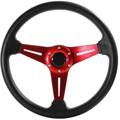 Lenkrad Auto，Sportlenkrad 350mm/14 Zoll Sport Lenkrad Aluminium + PU Drift Simulation Racing Spiel Lenkrad(Red)