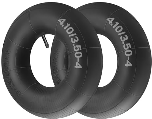 AZIEMARS 4.10/3.50-4 Heavy Duty Replacement Inner Tube with TR-13 Straight Valve Stem (2-Pack) - for Wheelbarrows, Mowers, Hand Trucks and More