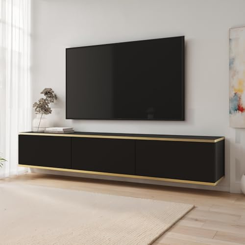 Komodee TV Schrank Banff TV175 F4 Schwarz/Eiche Artisan 175x30x32 cm