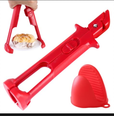 Schüssel Clip, Mehrzweck-Anti-Verbrühungs Schüssel Gripper, für Pizzableche Mit Rutschfestem Silikon Retriever Zange Küche Für Heißluftfritteuse, Mit Silikon-Verbrühungsschutzhandschuhe