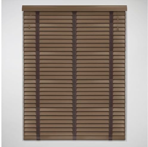 Made To Measure Dark Oak Real Wood Venetian Blind Tapes 30-60cm x 120cm | Custom made Dark Oak real wood Venetian blind with tapes. 50mm slats. 30-60cm width x 120cm drop. Stylish finish.