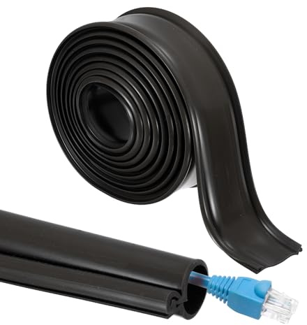 sourcing map 10ft Cable Management Sleeve, 5/8 Inch ID Flexible Cord Wires Hider Cover Insulation Snap-fit Protector for Substation, High-voltage Electrical Networks, Black