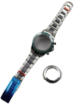 GMVGKLCPCF 41mm Multi-funzionale Cronografo Cassa Orologio Subacqueo Impermeabile Acciaio Inossidabile Cinturino Accessori for Movimento VK63(Gr�n)