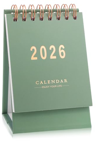 1 Stück Stehkalender 2026 Mini-Tischkalender 2026 Abreißkalender Standkalender Calendar Kleiner Stehkalender Kleiner Tischkalender Schuljahr Desk Calenda für Home Office(Grün)