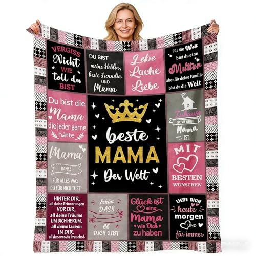 WJMSDK Muttertagsgeschenke für Mama, Geschenk für Mama Decke, Muttertagsgeschenke Decke, Mutter Tochter Schlafdecke Geschenke, Geburtstagsgeschenk, Beste Mutter Geschenke zum Geburtstag, 150x200cm
