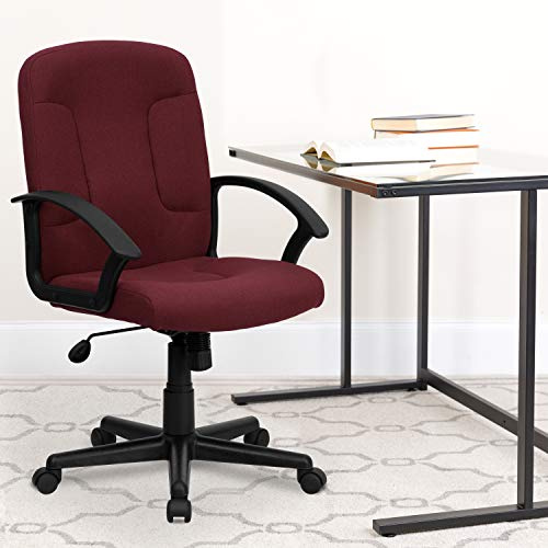 Flash Furniture Garver Mid-Back vinröd tyg verkställande svängbar kontorsstol med nylonarmar