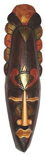 Wogeka - Máscara de pared étnica de 50 cm - Hecho a mano de madera tallada como idea de regalo para decoración África Máscara 31