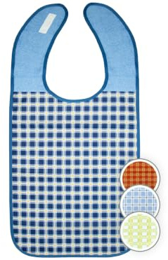 ZOLLNER Lätzchen für Erwachsene 45x90 cm, blau, wasserdicht, waschbar, 164