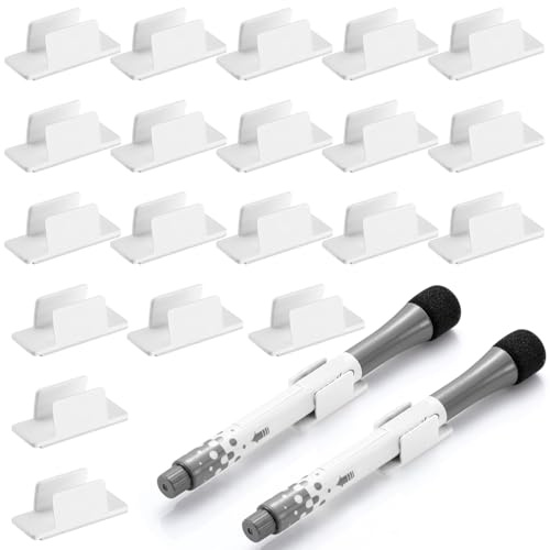Stifthalter Pen Holder Clip Selbstklebend für Pen Paint Pinsel Stick auf Schreibtisch Computer Car Bulletin Board Clipboards, 20 Packung, Weiß