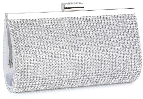 BAIGIO Damen Clutch Glitzer Abendtasche Diamant Tasche Kettentasche Glitter Brauttasche Elegant Handtasche mit Strass für Party Hochzeit Disco