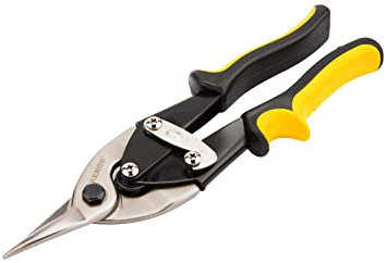 KENDO Forbici per lamiera, taglio dritto, lunghezza: 250 mm, forbici per metallo, impugnatura ergonomica Soft Touch a 2 componenti, materiale (lama): acciaio al cromo vanadio, potenza di taglio: fino