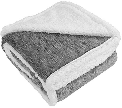 Catalonia Classy Sherpa Throw Blanket, Soft Fluffy Cozy Fleece Blanket, Warm Thick Velvet Plush Couch Sofa Throw, Plush Winter Single Bed Blankets for Adults Child, 150 x 130 cm, Melange Grey