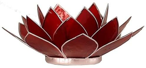 Lotus Licht rot 1e Chakra Silberrand - 13.5 cm